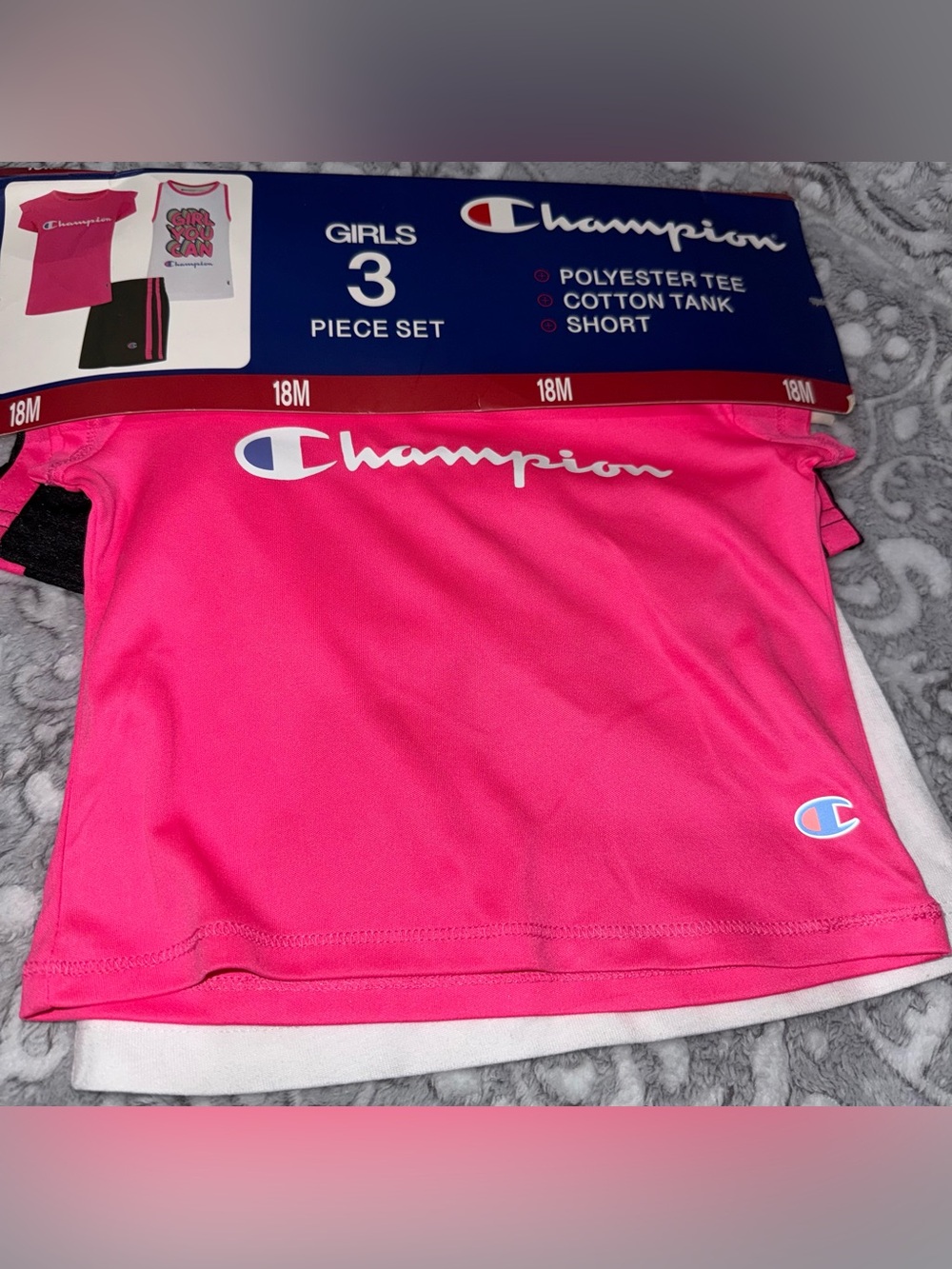 Champion Girls 3-Piece Activewear Set Pink Black 18M NWT
